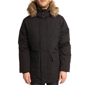 Schott NYC Men's Iceberg Down Filled Black Parka Jacket Size Small - pocket flaw